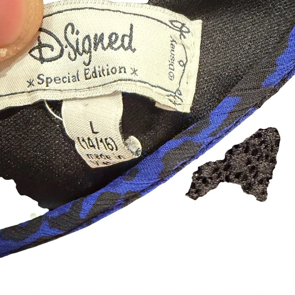 D-Signed Disney Girls Blue Leopard Print Lace Dress Sharkbite Hem Size L‎ 14/16